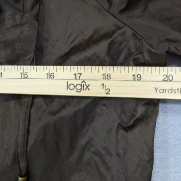 Chico's Jacket Womens Medium 8 Chocolate Brown Crinkle 3/4 Sleeve Mob Wife - Picture 6 of 11